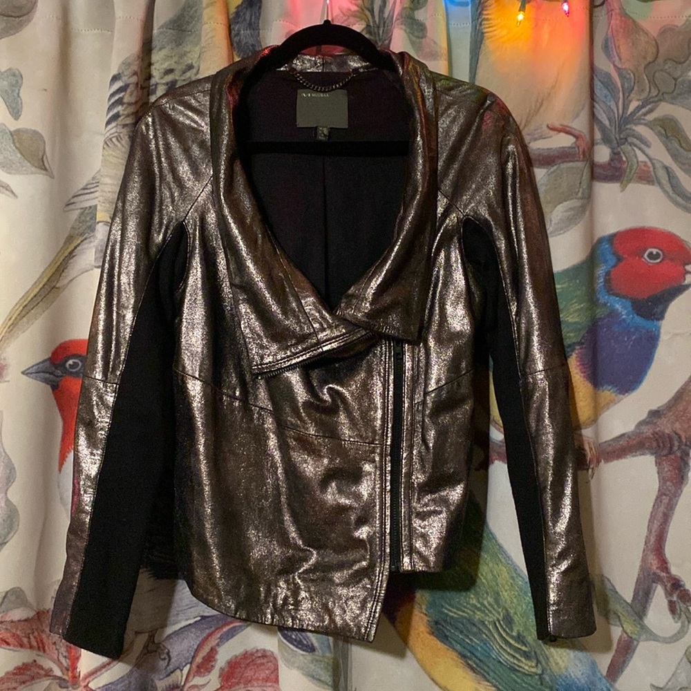 Muubaa Noville Pewter Motorcycle Jacket, size 10